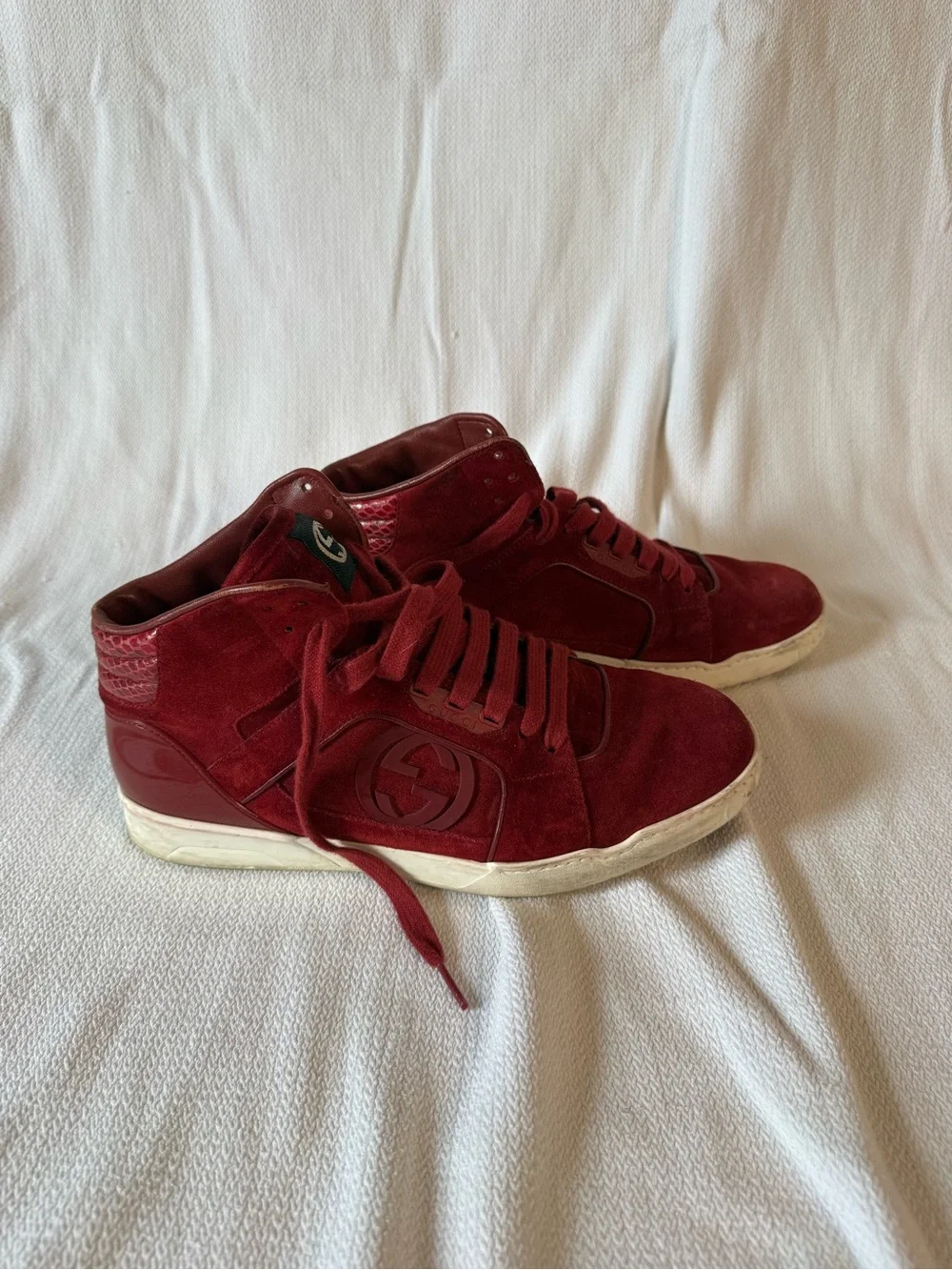 Gucci Men's Burgundy Suede High-Top Sneakers
